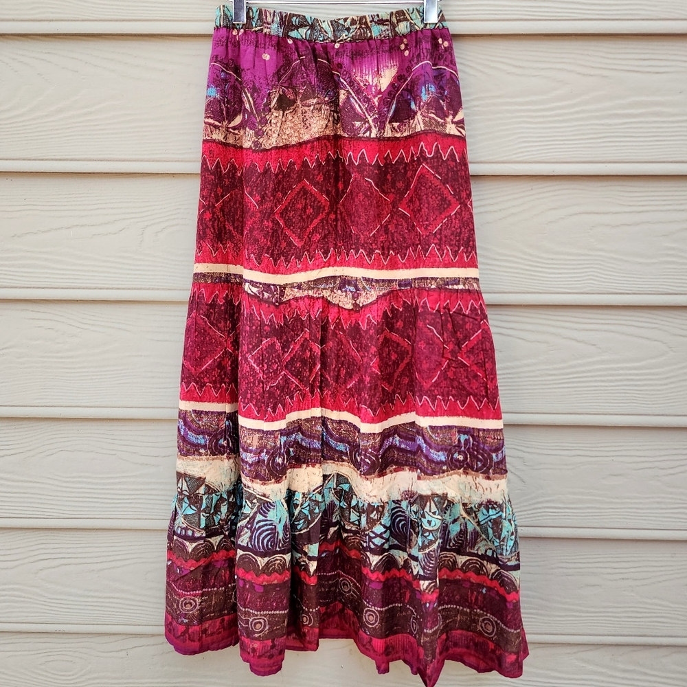 (EUC) KAKTUS Boho Tiered Cotton Maxi Skirt